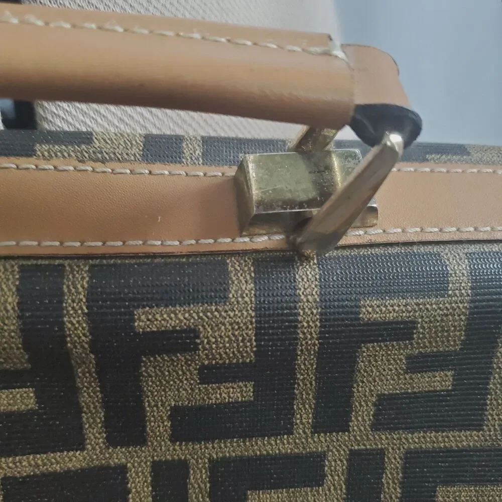 Vintage Fendi Zucca Crossbody Bag Brown FF Monogram Canvas Messenger Italy - Picture 7 of 15